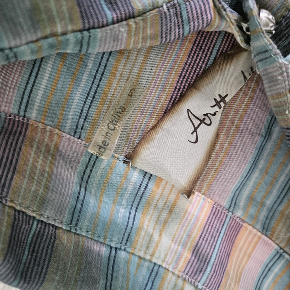 NEW Aratta Multicolor Shirt Size S Stripes Bohemian Leightweight Whimsigoth - Picture 7 of 14